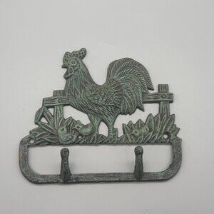 Vintage Cast Iron Rooster Wall Hook | Rustic Farmhouse Key Holder